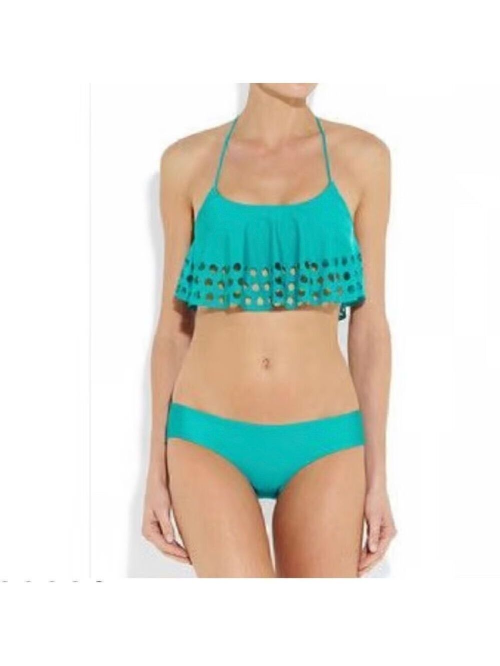 Zimmermann‎ Clique Perforated Bandeau Tankini Two Piece Bathing Suit